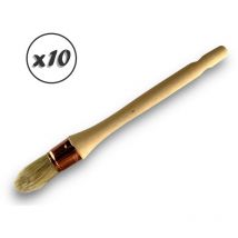 Lot de 10 pinceaux de pouce Brosse ronde en soie blanche ø 27 mm Idéal peinture rénovation volets moulures plinthes angles persiennes Manche bois