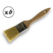 Lot de 6 pinceaux queue de morue Soie blanche Largeur 40 mm Epaisseur triple tous types de travaux laques et vernis Peinture huile acrylique colle