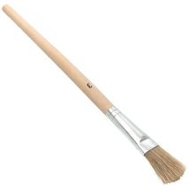 Pinceau à vernir l. 190 mm l. 10 mm h. 3 mm taille 0 brosse claire tôle blanche manche en bois brut