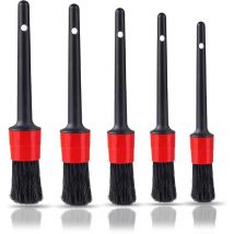 Ensemble de 5 Pinceaux de Nettoyage pour Voiture - Brosse à Détails Automatiques pour Roues, Tableau de Bord, Intérieur, Extérieur, Cuir