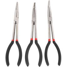 Pinces à nez aiguille en acier de 11 pouces, 3 pièces, droites étendues à 45 degrés et 90 de Long