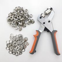 Pinces à oeillets, kit professionnel de perçage à oeillets, 100 pièces (diamètre intérieur 10.5 mm) pinces de montage à oeillets métalliques pour