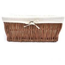 Topfurnishing - Wider Large Big Deep Lined Kitchen Wicker Storage Basket Xmas Hamper Basket [Oak/Brown,Large 46x35x19.5cm] - Oak