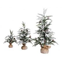 Xone - Pinetto innevato 72cm con pigne real touch Albero di natale realistico natalizio