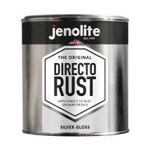 Jenolite - Silver - 1 Litre Tin Directorust Metallic Gloss Paint - Silver - Apply Direct to Rust - Primer, Undercoat and Topcoat