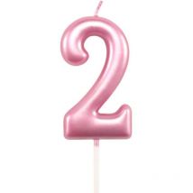 Shatchi - PinkNumber 2 Candle Birthday,Anniversary Party Cake Decorations Topper Girls