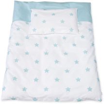 Linge de lit réversible en percale pour lits de bébé 'Sternchen', bleu clair, 2 pièces - Pinolino