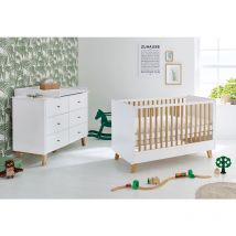 Set d'économie 'Pan' extra large 2 pièces : lit de bébé évolutif et commode à langer extra large - blanc - Pinolino