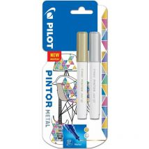 Pilot - Pintor Pintor Extra Fine Bullet Tip Paint Marker 2.3mm Gold and Silver Col