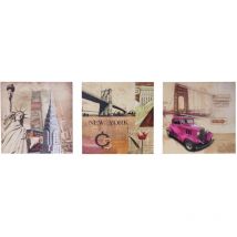 Cuadro de lienzo T376, cuadro de pared bastidor de impresión de arte, 3 partes 150x50cm, Nueva York