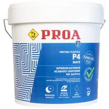 Proa - Pintura plástica interior-exterior mate P4, Gran cubrición, Paredes Techos Fachadas 23 kg, Blanco - Blanco