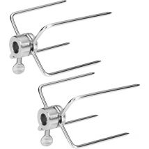 Naizy - Pinza per carne per accessori girarrosto, set da 2, ago per carne in acciaio inossidabile inossidabile con vite di bloccaggio per spiedo,