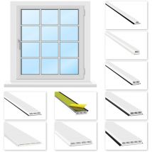 Hexim - Pioli di vetro pvc bianco 1-2m - Labbro morbido grigio e nero, autoadesivo - hj: SG64 - 64x13 mm / 25° di smusso, 1 metro labbro nero