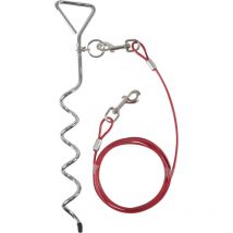 Flamingo - Piquet pilka 46CM avec 1 câble d'attache de 3 m pour chien max 15 kg