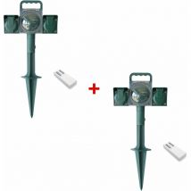 Piquet de jardin télécommandé éclairage extérieur 2 prises cordon 5 m. IP44 Avidsen 103186 - Lot de 2 piquets (4 prises électriques)