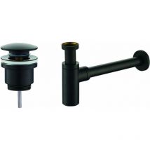 Piralla - KITSCA1 matt black drain and siphon set – round model – matt black