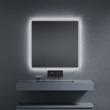 Inda - Piran+ Miroir led 80x80cm noir à lumière et intensité