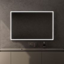 Inda - Pirano 120x80cm miroir led dimmable avec cadre blanc