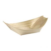 60x Piroghe fingerfood en peuplier pour bars et restaurants, dimensions 17 x 8,5 cm.