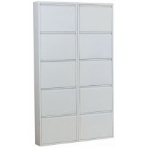 Ebuy24 - Pisa Armoire à chaussures avec 10 casiers/portes en métal blanc. Livrée entièrement montée.