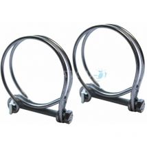 Pisces - Double Wire Hose Clips to fit 50mm hose (2in) Pipe (2 pack)