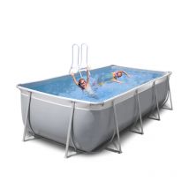 New Plast - Piscina fuori terra rettangolare 460x265 H125 completa grigio bianco Futura 460