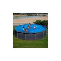 GRE - Piscina Redonda Granada Kitpr358Gf Desmontable Imitacion Grafito