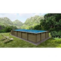 Altanka - Piscina in legno 10,20x5,20 - H.1,44 m con filtrazione e armadio per le attrezzature - BAS761OSPI+SZA