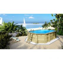 Altanka - Piscina in legno 5,86x3,86 - H.1,20 m - con filtrazione e armadio per le attrezzature - BAS747OSPI+SZA