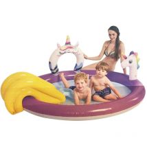 Piscina Parco Giochi Unicorno per Bambini Play Center con Scivolo e Spruzzo