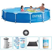 Intex - Piscine à cadre rond 366 x 76 cm - Bleue - Comprend des Accessoires CB92