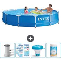 Rundrahmen-Schwimmbecken – 366 x 76 cm – Blau – Inklusive Zubehör CB89 - Intex