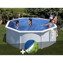 GRE - Kit piscine acier blanc Gré Bora Bora ronde 3,20 x 1,22 m + Bâche hiver