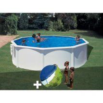 GRE - Kit piscine acier blanc Gré Bora Bora ronde 4,80 x 1,22 m + Bâche hiver