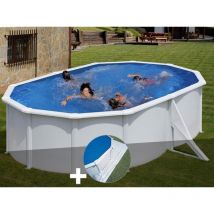 GRE - Kit piscine acier blanc Gré Bora Bora ovale 5,27 x 3,27 x 1,22 m + Tapis de sol