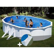 GRE - Kit piscine acier blanc Gré Bora Bora ovale 6,34 x 3,99 x 1,22 m + Tapis de sol