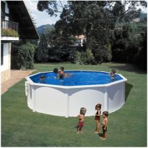 GRE - Kit Piscine hors sol acier blanche ronde - Ø370 x H122 cm (Livrée échelle de sécurité + filtre a cartouche)