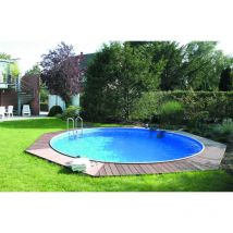 Aqualux - Kit Piscine Acier Enterrable - Ronde - Diamètre 5 m x 1.5 m - Filtration 6M3/H - Echelle