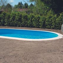Aqualux - Kit Piscine Acier Enterrable - Ovale - 7X3.5X1.5 - Filtration 8M3/H - Echelle