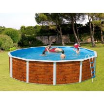 Kit piscine hors-sol acier Toi ETNICA ronde Ø3.50 x 1.20m décor bois