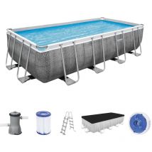 Bestway - Piscine hors sol grise Rattan 488x244x122cm 1 piece (en)