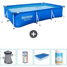 Bestway - Piscine Rectangulaire Steel Pro - 300 x 201 x 66 cm - Bleue - Comprend des Accessoires CB51 - Blue