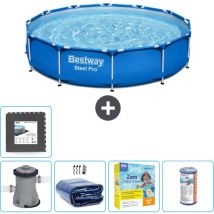 Bestway - Piscine Ronde Steel Pro - 305 x 76 cm - Bleue - Comprend des Accessoires CB18 - Blue