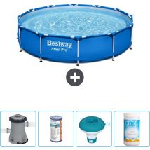 Bestway - Piscine Ronde Steel Pro - 305 x 76 cm - Bleue - Comprend des Accessoires CB53 - Blue