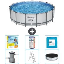 Bestway - Piscine ronde Steel Pro max - 457 x 122 cm - Grise - Comprend des Accessoires CB34 - Grey