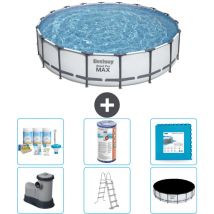 Piscine Bestway ronde Steel Pro max - 549 x 122 cm - Grise - Comprend des Accessoires CB30 - Grey