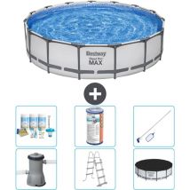Bestway - Piscine ronde Steel Pro max - 457 x 107 cm - Grise - Comprend des Accessoires CB32 - Grey