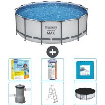 Bestway - Piscine Ronde Steel Pro max - 427 x 122 cm Grise - Comprend des Accessoires CB34 - Grey