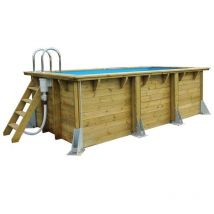 Ubbink - Piscine bois azura rectangulaire 250x450x126cm liner bleu