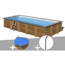 Kit piscine bois Gré Braga 8,15 x 4,20 x 1,46 m + Bâche à bulles + Douche